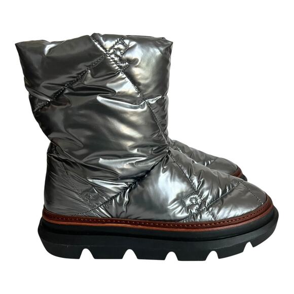 Tory Burch Sleeping Bag Quilted Puffy Platform Sliver Snow Boots Size 10.5 - Picture 2 of 15